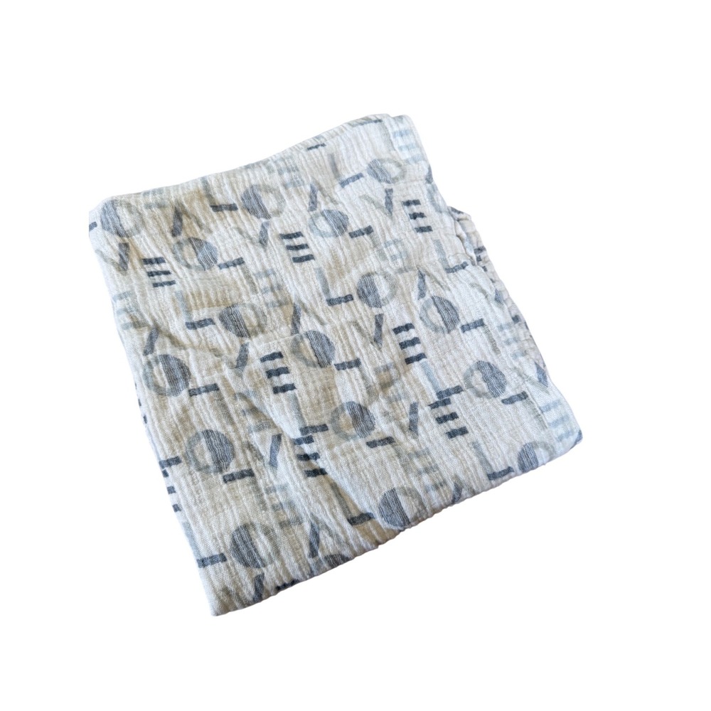 Aden + Anais LOVE blue print muslin organic cotton swaddle receiving blanket
